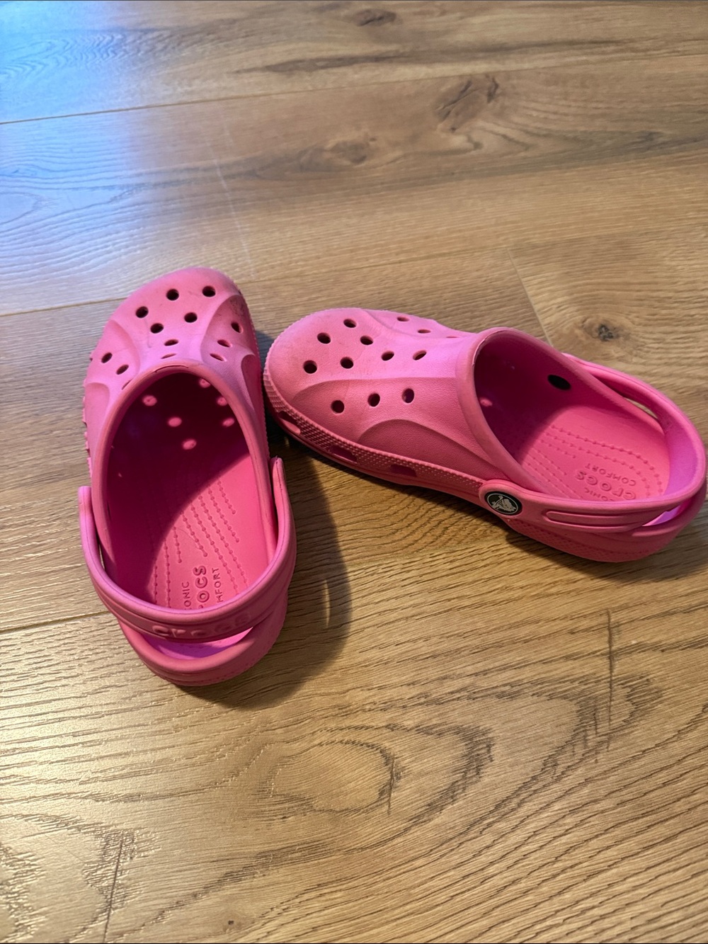 CROCS Kids Hot Pink Classic Clogs with Heel Strap